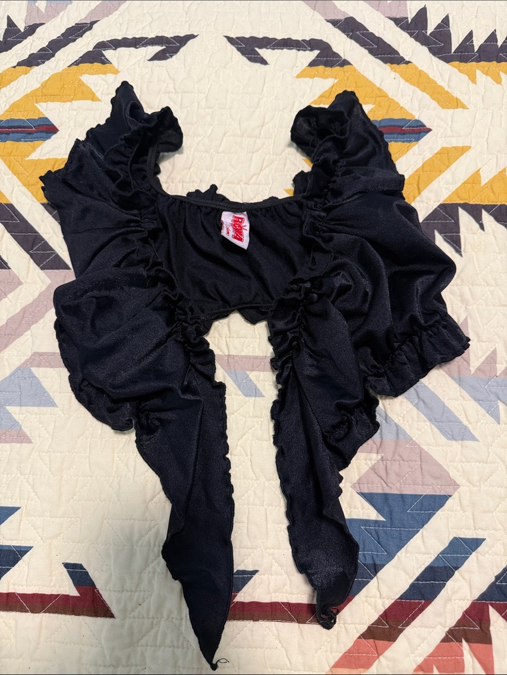 Black Ruffled Crop Shrug